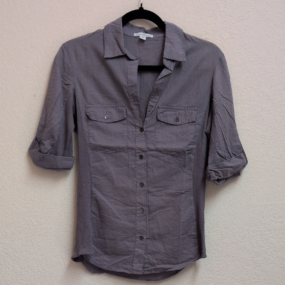 James Perse Button Down Shirt in Gray